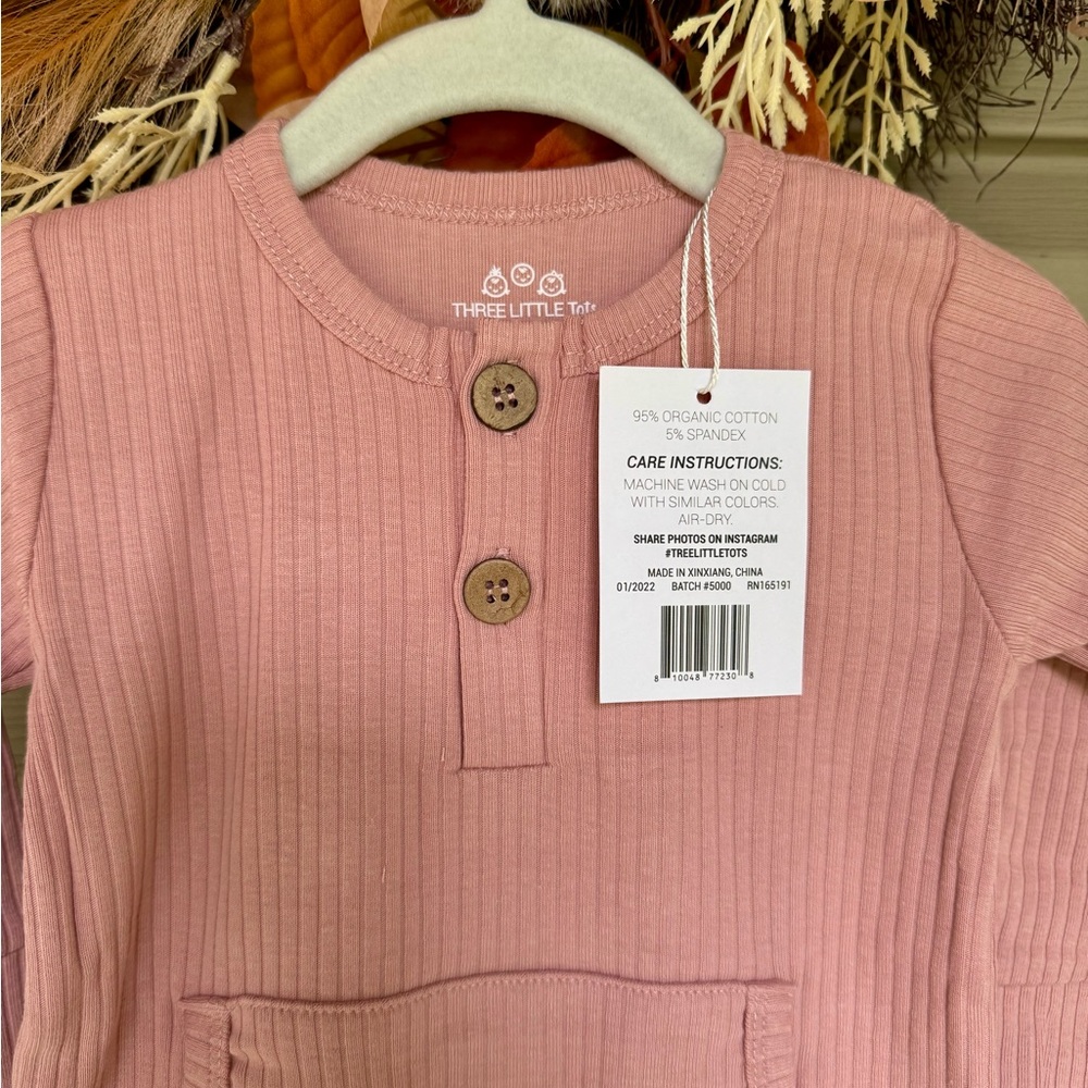 Pink Ribbed Baby Jumpsuit - Picture 2 of 4